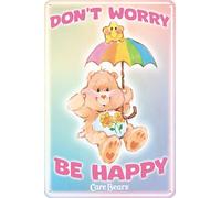 14 x 20 cm Tin Sign Suitable for Lucky Bear Fans - 80s Cartoon Hab-Dich-Lieb Bärchis - Care Bears Retro Sign, TV, TV Series Sign (Happy)
