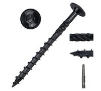 #14 x 3 Heavy-Duty Modified Truss Head Structural Deck & Lag Screws - Epoxy-Coated Black, Rust Resistant - Torx T30 Star Drive (Includes Bit) - for Outdoor Timber, Log, Landscaping Wood, 50-Pack