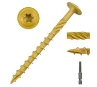 #14 x 3 Heavy-Duty Modified Truss Head Structural Deck & Lag Screws - Epoxy-Coated Bronze, Rust Resistant - Torx T30 Star Drive (Includes Bit) - for Outdoor Timber, Log, Landscaping Wood, 50-Pack