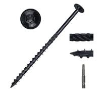 #14 x 4 Heavy-Duty Modified Truss Head Structural Deck & Lag Screws - Epoxy-Coated Black, Rust Resistant - Torx T30 Star Drive (Includes Bit) - for Outdoor Timber, Log, Landscaping Wood, 40-Pack