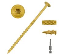 #14 x 4 Heavy-Duty Modified Truss Head Structural Deck & Lag Screws - Epoxy-Coated Bronze, Rust Resistant - Torx T30 Star Drive (Includes Bit) - for Outdoor Timber, Log, Landscaping Wood, 40-Pack