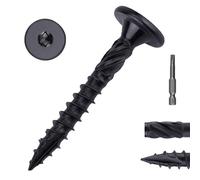 #14 x 4 Heavy-Duty Structural Deck & Lag Screws - Epoxy-Coated Black Rust Resistant - Torx T30 Star Drive (Includes Bit) - for Outdoor Timber, Log, Landscaping Wood, Fence, Pergola, 40-Pack