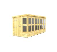 14 x 6 Feet Pent Potting Shed - Wood - L178 x W417 x H201 cm Buttercup Farm Brown One Size