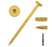 #14 x 6 Heavy-Duty Structural Deck & Lag Screws - Epoxy-Coated Bronze Rust Resistant - Torx T30 Star Drive (Includes Bit) - for Outdoor Timber, Log, Landscaping Wood, Fence, Pergola, 20-Pack
