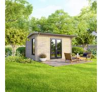 Powersheds Apex Roof Log Cabin 14' x 8', 44mm Anthracite Gre