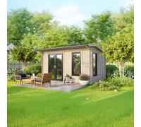 14 x 8 Powersheds Apex Log Cabin In 44mm Log Thickness with uPVC - Doors to the left