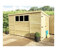 14 x 8 Pressure Treated Pent Garden Shed with Side Door Marlborough Natural One Size
