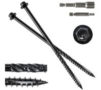 #14 x 8 Wood Structural Screws 100 Pack Hex Head Lag Screws, Rust Resistant Timber Screws for Timber/Log/Landscaping Wood (Black)