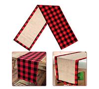 14 x 84 Inch Buffalo Plaid Table Runner Christmas Red Black Cotton Buffalo Check Plaid and Burlap Reversible Table Runner for Christmas Table Decorations