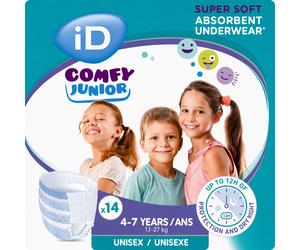 14 x iD Comfy Junior Super Soft Absorbent Underwear| 4-7 Years | 1 Pack of 14