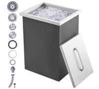 VEVOR Drop in Ice Chest, 14"L x 12"W x 18"H Stainless Steel Ice Cooler, Commercial Ice Bin with Cover, 40 qt Outdoor Kitchen Ice Bar, Drain-pipe and Drain Plug Included, for Cold Wine Beer