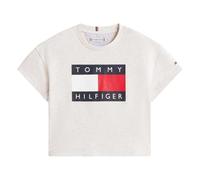 (14 Years, Grey) Tommy Hilfiger Girls Heritage Logo Relaxed Fit Crop Top