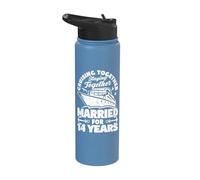 14 Years Married Cruising 14th Wedding Anniversary Cruise Stainless Steel Insulated Water Bottle