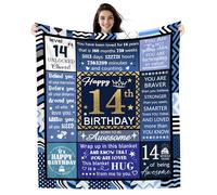 14 Years Old Birthday Gifts for Boys, 14th Birthday Blanket 150 x 130 cm