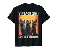 14 Years Old Gift Retro Vintage 2011 Cat Lover 14th Birthday T-Shirt