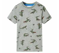 vidaXL Kids' Light Khaki Crocodile Print T-Shirt - 100% Cotton Shirt for Children 1.5-10 Yrs, Comfortable Casual Tee - Size 140