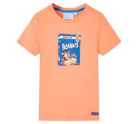 (140 (9-10y)) Kids' T-shirt with Short Sleeves Tee Toddler Children T Shirt Neon Orange