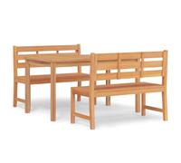 (140 cm table length, 2x bench + table) vidaXL Solid Wood Teak Garden Dining Set Dining Table Chair Multi Sizes/Models
