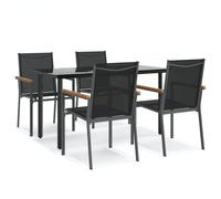 Garden Dining Set Outdoor Table and Chairs Black Textilene and Steel vidaXL
