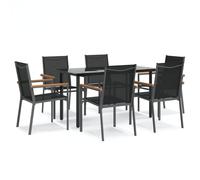 (140 cm table length/ 6 piece) vidaXL Garden Dining Set Outdoor Table and Chairs Black Textilene and Steel