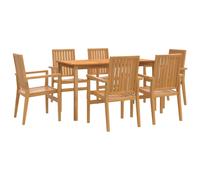 (140 cm table length/ 6 piece) vidaXL Garden Dining Set Outdoor Table and Chairs Solid Wood Teak