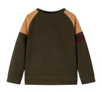 (140) Kids' Sweatshirt Long Sleeves Toddler Tops Pullover Top Dark Khaki and Camel