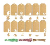 140 Pack Paper Tags with Twine for Holiday Present Wrap Label Package with String Attached Hanging