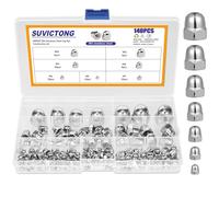 140 Pcs 304 Stainless Steel Acorn Dome Cap Head Hex Nuts Assortment Kit, including M3 M4 M5 M6 M8 M10 M12 7sizes, UNC Cap Nuts,Dome Head Hex Nuts dust-proof and waterproof for Outdoor Indoor