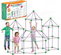 140 PCS Kids Fort Building Kit, Educational Toys DIY Construction Castles, Den Building Kit Play Tent for Indoor& Outdoor, Play House Toy Building Sets for 5+Years Old(Purple)