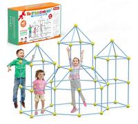 140 PCS Kids Fort Building Kits, STLOVe Educational Toys DIY Construction Castles, Den Building Kit Play Tent for Indoor& Outdoor, Play House Toy Building Sets for 5+Years Old-Blue