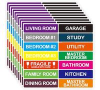 140 Pcs Large Home Moving Labels for Boxes, 14 Colours Removable Coloured Stickers House Moving Supply Fragile Sticker Packing Labels for Moving House Boxes, 25x101 mm