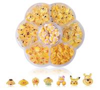 140 Pcs Nail Charms,7 Styles Kawaii 3D Flatback Cartoon Yellow Series Charms for Nail Acrylic Slime Resin Charm for Cute DIY Nail Art Decorations Supplies,Hair Clips and Phone Cases Etc