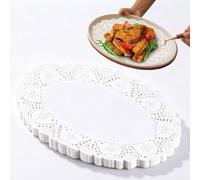 140 Pcs Paper Doilies White, Tableware Papers Mat, Round Paper Doilies Lace Papers Placemats, for Crafts for Tables Dessert Trays Party Wedding Cake Decorations(Oval 5.5 * 7.5in)