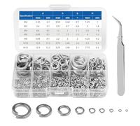 140 Pcs Spring Lock Washers Assortment Kit, Stainless Steel Split Lock Washers M2 M3 M4 M6 M8 M10 M12, Metal Spring Washerss for Screws Bolts, Fastening Repair, with Curved Tip Tweezers