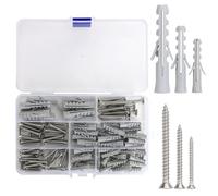 140 Pcs Stainless Steel Screws & Wall Plugs Set, Plaster Board Screws & Raw Plugs, M3/M4/M5/M6/M8
