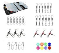 140 Piece Fishing Gear Kit, 140 Pcs Stainless Steel Swivels and Floats Fishing Accessories Corrosion-Resistant Organized Storage Box for Outdoor Anglers