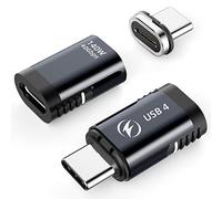 140 W Magnetic USB-C Adapter, 2-Pack, Straight USB 4 Magnetic Connector, 40 Gbps, Supports 8K at 60 Hz, Video Display for Thunderboard 4/3, MacBook Pro/Air and Other Type-C Devices (Gray)