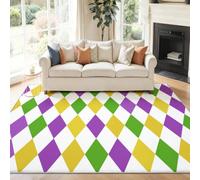 140 x 200 cm Soft Rugs Geometric Diamond Grid | Classic Fun style, Extra Plush, Easy to Clean Carpet perfect for Kids Bedroom Playroom Living Room | Multicolour