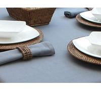 140 X 200CM OVAL GREY COTTON TABLECLOTH