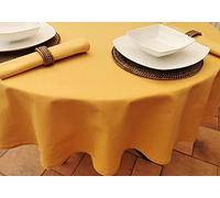140 X 200CM OVAL MUSTARD YELLOW COTTON TABLECLOTH (6 SEATER)