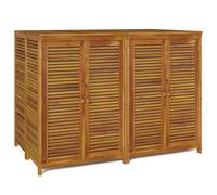 vidaXL Solid Acacia Wood Garden Storage Box - Outdoor Tool Chest with Protective Water-Resistant Bags, Double Door Design, Brown, 140x87x104 cm