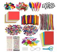 1400+Pcs Craft Kits for Kids: 6-12 Year Old Kids Craft Set DIY School Supplies Art Set Includes Felt Sheets Pipe Cleaners Pom Poms Feather Arts and Crafts Box Presents for Girls Boys Toddlers