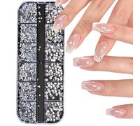 1400 Pcs Flat Back Clear Nail Art Crystals, Round Gems in Mixed Sizes, Silver Rhinestone Decorations for Nails, Clothes, DIY Crafts, and Creative Projects, Perfect for Adding Sparkle to Any Design