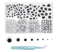 1400 Pcs Googly Eyes - 8 Sizes Googly Eyes Self Adhesive for Crafting | Googly Sticky Eyes With Tweezer Set For Doll Making, Black Wiggle Sticky Googly Eyes, 4mm/5mm/6mm/8mm/10mm/12mm/15mm/20mm