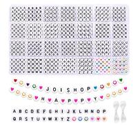 1400 Pieces Sorted Letter Beads Kit, 4x7 mm White Acrylic Alphabet Letter Bead for Christmas Birthday Jewelry Making Smile Heart Beads Friendship Bracelet Necklaces Making, DIY Handcrafts