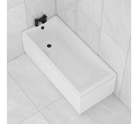 1400 x 700mm Single Ended Straight Bath with Front and End Acrylic Bath Panels for Bathroom, Baths Soaking Tubs, White Gloss - Square