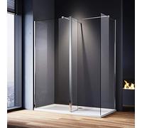 1400 x 900 mm Walk in Shower Enclosure Panel 8mm Easy Clean Glass Wetroom Shower Glass Panel with Stone Tray and 300mm Flipper Panel