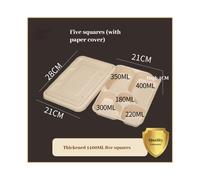 (1400ml five grid+paper cover) (100) Disposable Multi -Latter Box Purchibutic Can Be Deductable Rice Box Lunch Box