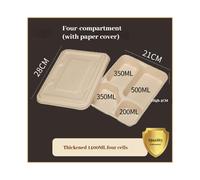 (1400ml four grid+paper cover) (100) Disposable Multi -Latter Box Purchibutic Can Be Deductable Rice Box Lunch Box