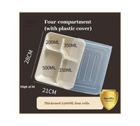 (1400ml four grid+PP cover) (100) Disposable Multi -Latter Box Purchibutic Can Be Deductable Rice Box Lunch Box